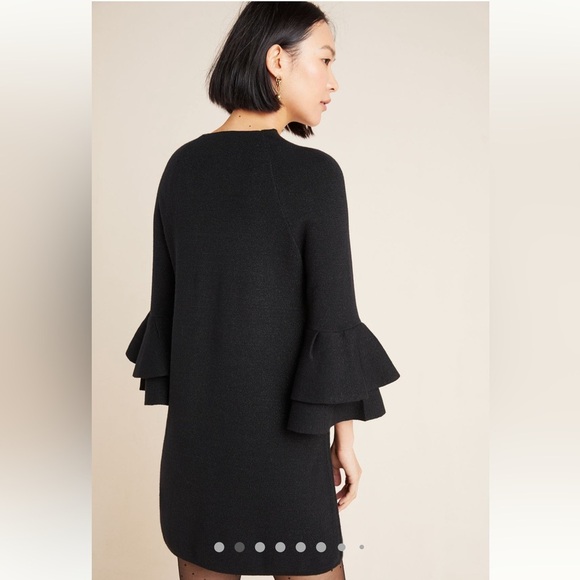 Anthropologie Claudette Black Ruffled Sweater Dress Sz:M - Picture 2 of 14
